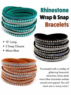 RHINESTONE WRAP and SNAP BRACELET